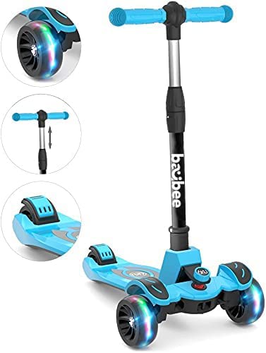 Penta Foldable 3 Wheel Skate Scooter for Kids, Smart Kick Runner Scooter with Height Adjustable Handle & Extra-Wide LED PU Wheels & Rear Brake