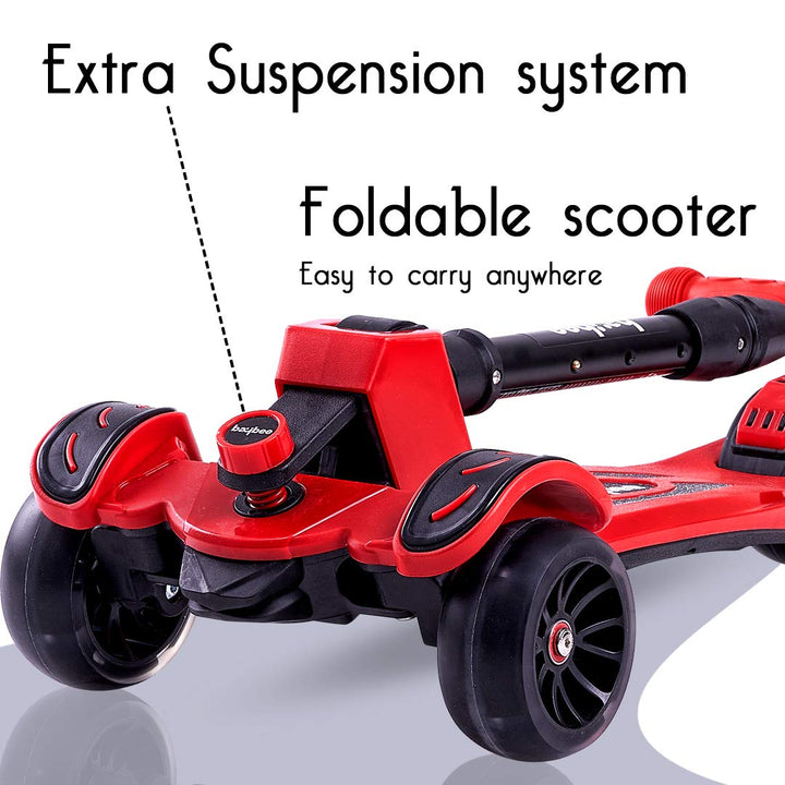 Penta Foldable 3 Wheel Skate Scooter for Kids, Smart Kick Runner Scooter with Height Adjustable Handle & Extra-Wide LED PU Wheels & Rear Brake