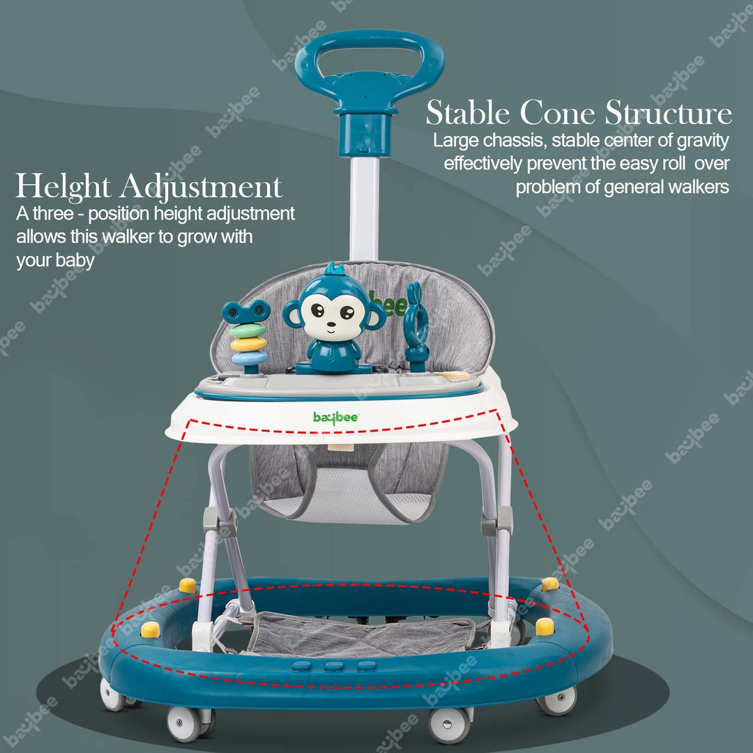 Round Baby Walker for Kids | Baby Walker with Parental Push Handle Walker