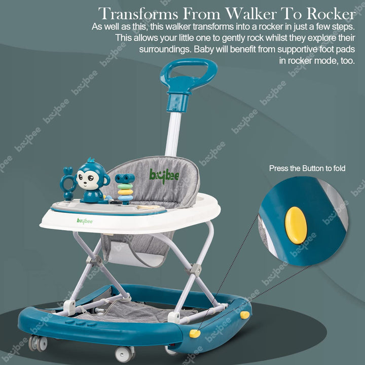 Round Baby Walker for Kids | Baby Walker with Parental Push Handle Walker