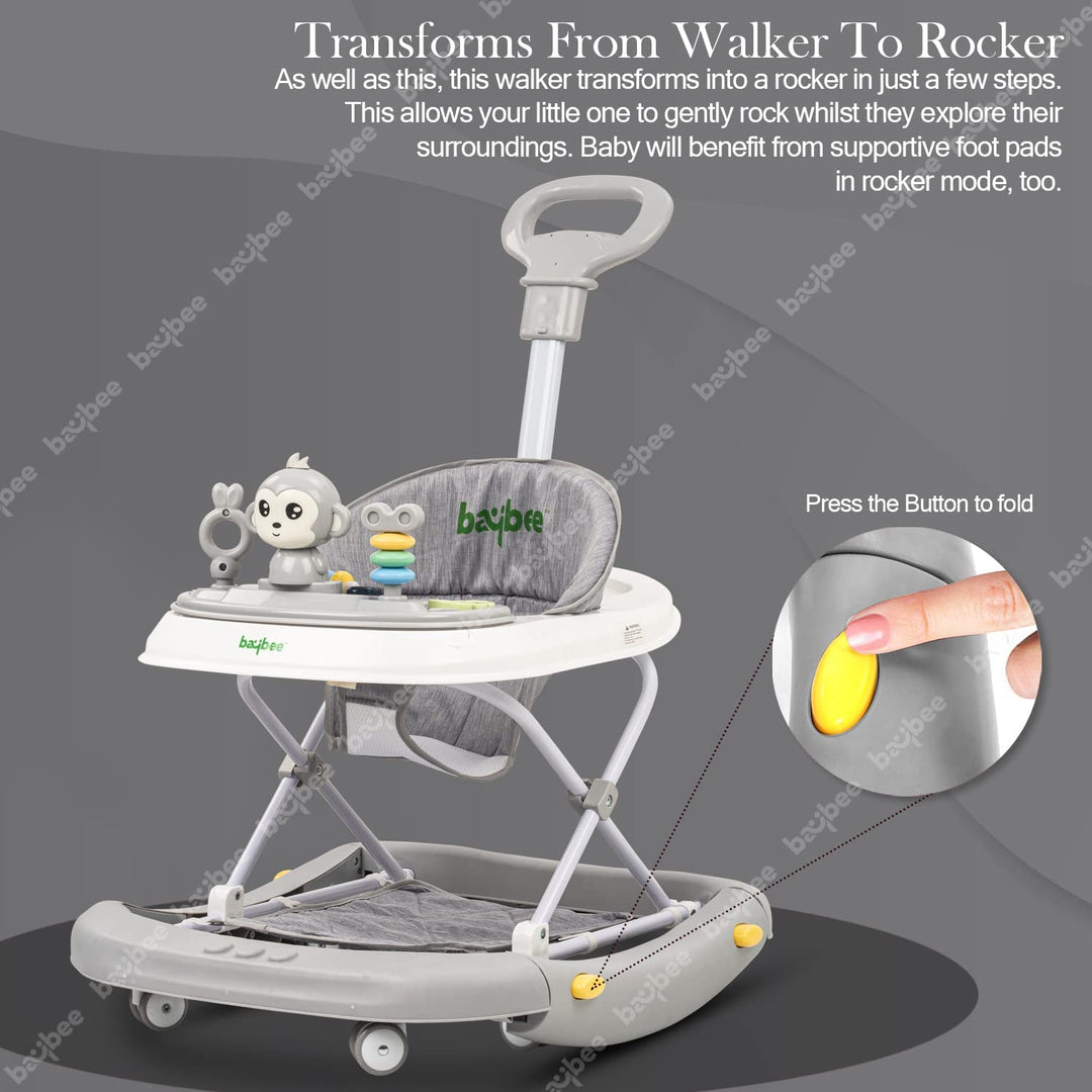 Round Baby Walker for Kids | Baby Walker with Parental Push Handle Walker