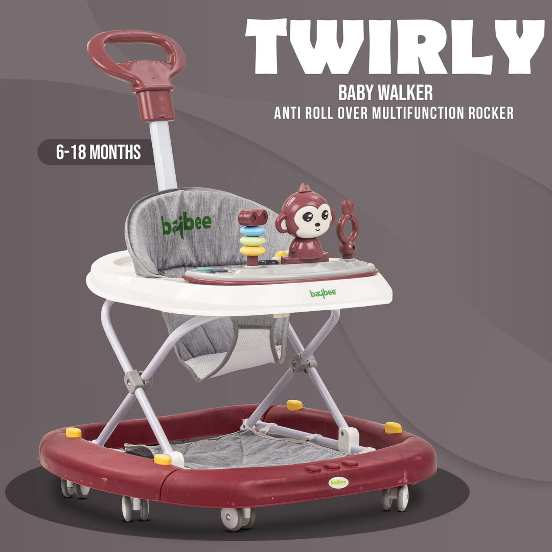 Round Baby Walker for Kids | Baby Walker with Parental Push Handle Walker