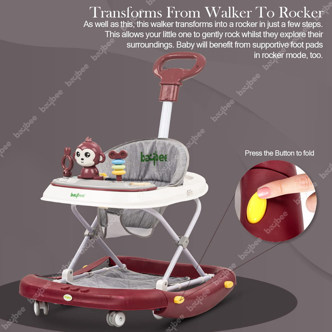 Round Baby Walker for Kids | Baby Walker with Parental Push Handle Walker