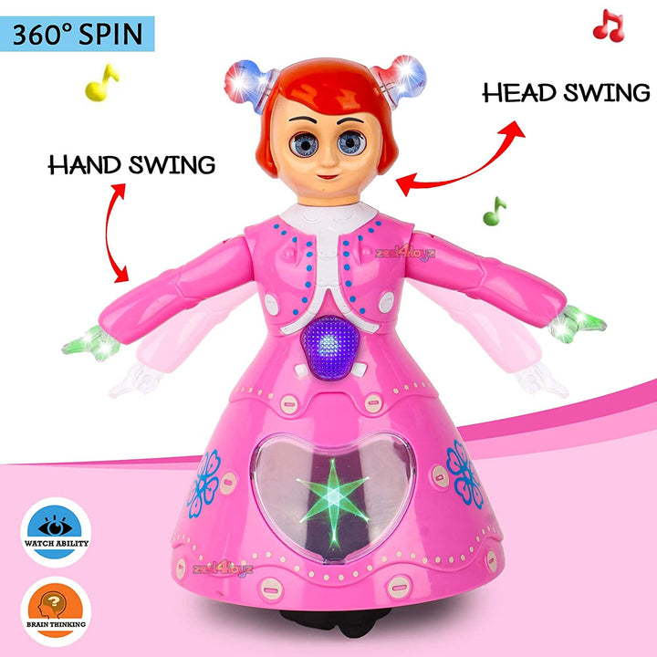 Dancing Princess Doll with Music and 3D Flashing Lights Plastic