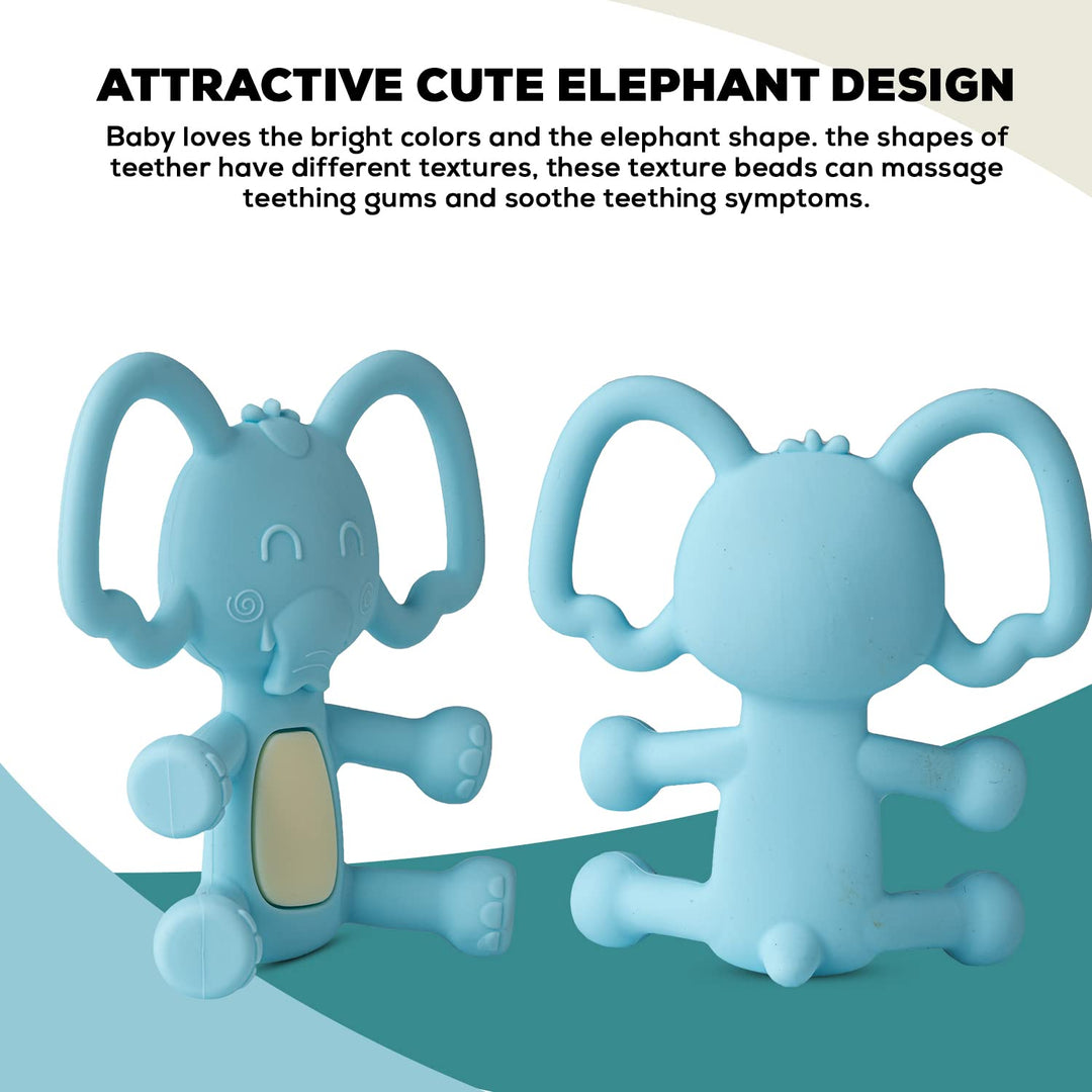 Elephant Silicone Teether for Baby, BPA Free 100% Food Grade Silicone Teether for Babies to Soothe Their Gums, Easy to Grasp Chew, Teething Toy, Teether for 6 to 12 Months Baby Infant