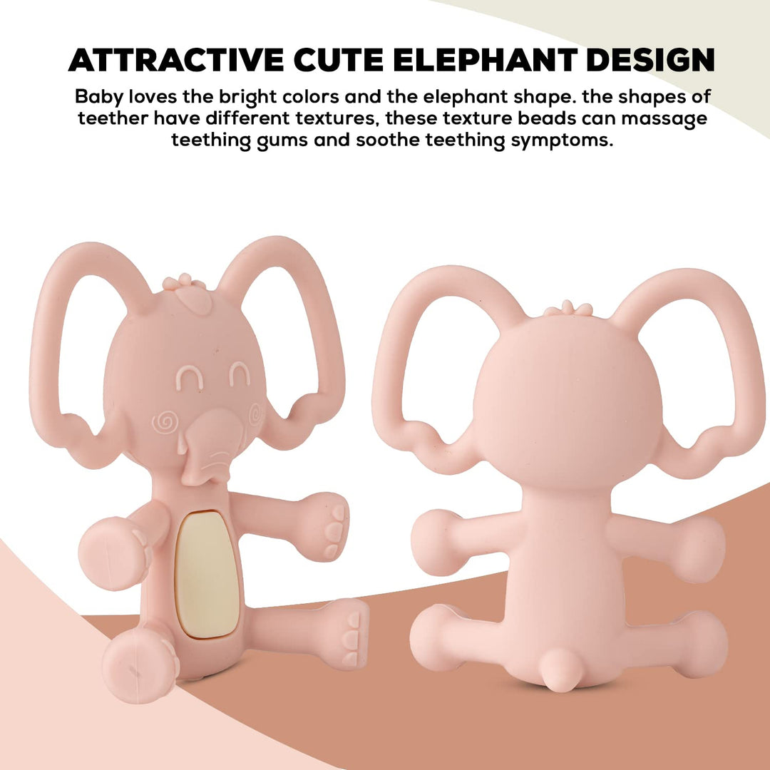 Elephant Silicone Teether for Baby, BPA Free 100% Food Grade Silicone Teether for Babies to Soothe Their Gums, Easy to Grasp Chew, Teething Toy, Teether for 6 to 12 Months Baby Infant