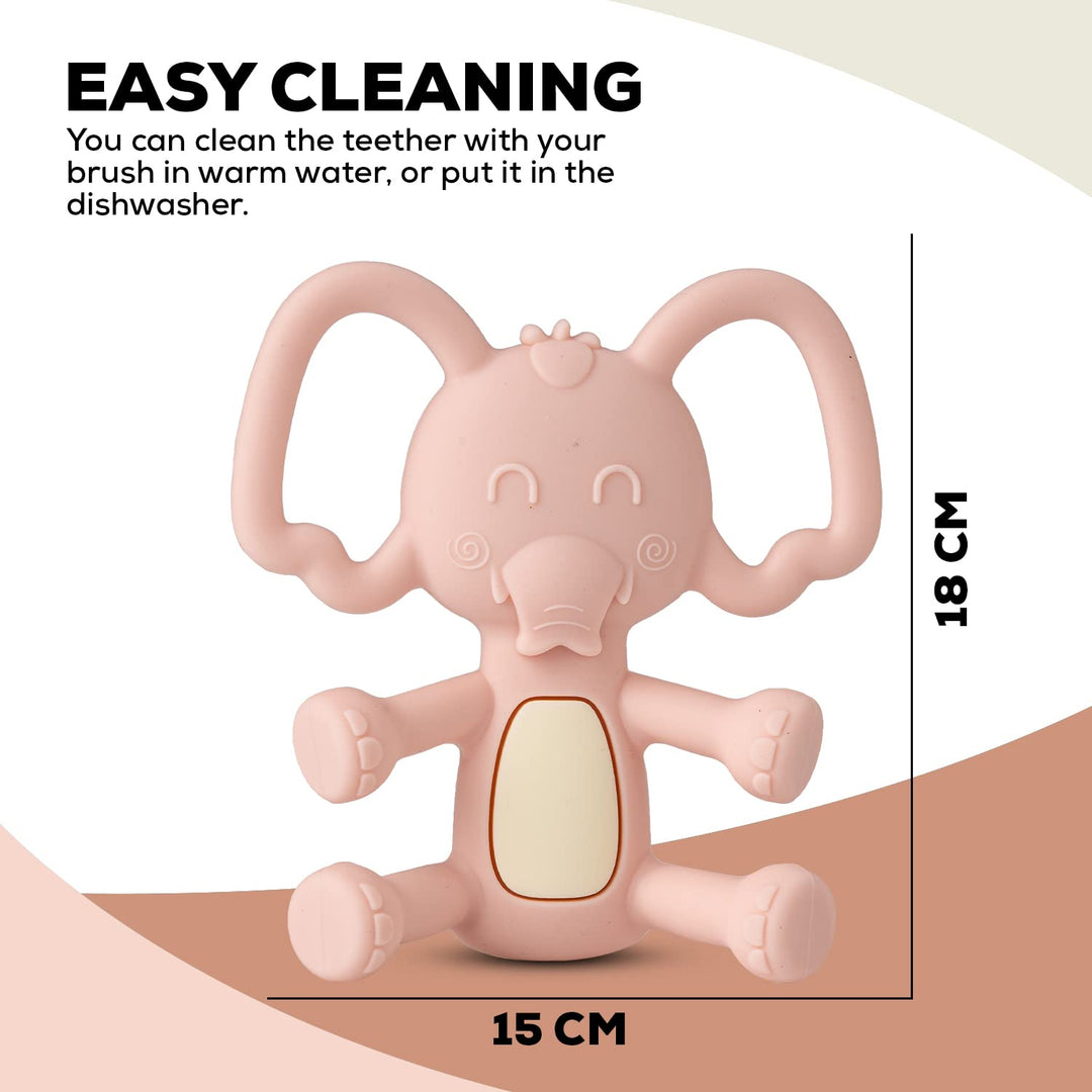 Elephant Silicone Teether for Baby, BPA Free 100% Food Grade Silicone Teether for Babies to Soothe Their Gums, Easy to Grasp Chew, Teething Toy, Teether for 6 to 12 Months Baby Infant