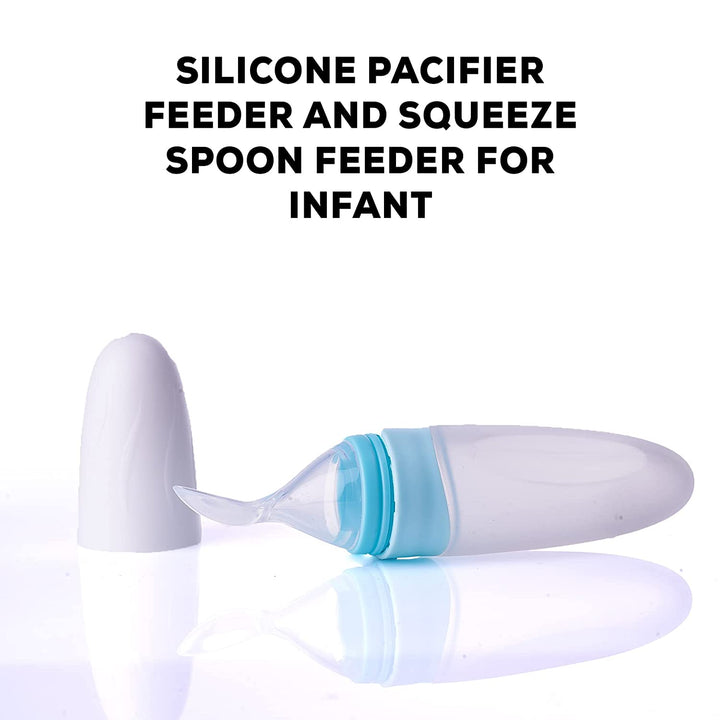 Infant Food Feeder, Soft Silicone Squeeze Feeder Bottle with Spoon for Semi-Solid Food for Infants Newborns 3 Months+