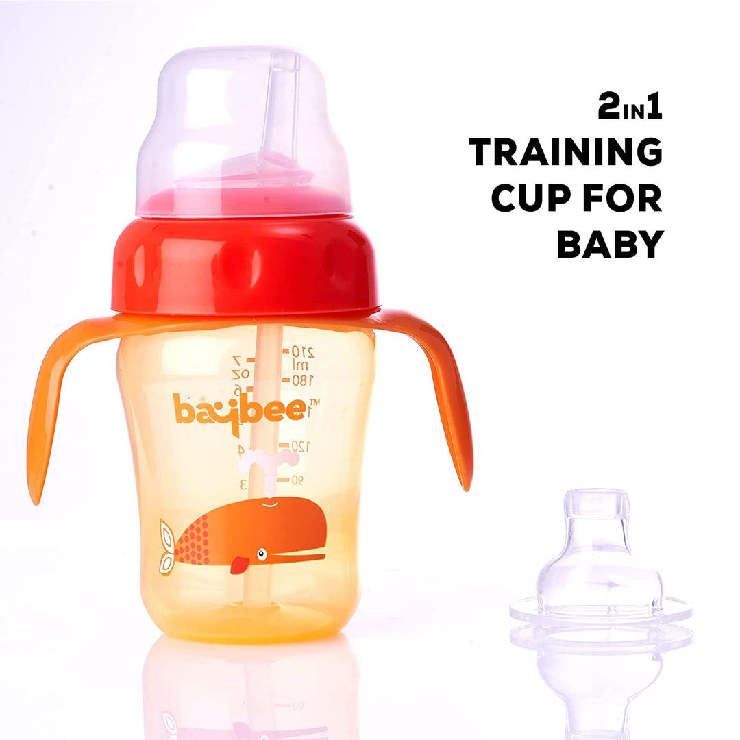 Insulated Flippo Baby Sipper Bottle 210 ml, Anti Spill Soft Silicone Sippy Cup with Straw Cup for Babies 6 Months - 2 Years