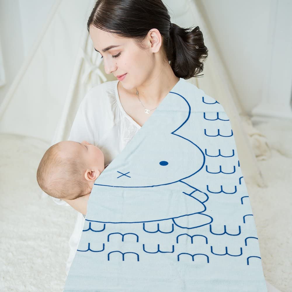 Muslin/Cotton Baby Sleeping Blanket Single Swaddle Wrapper for Newborn Babies 0-12 Months Blue (100x75cm)