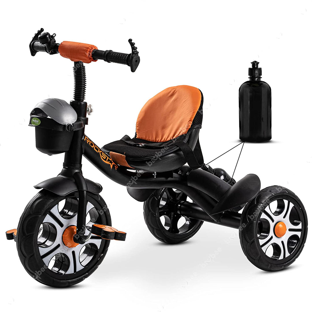 Rockstar Pro Tricycle for Kids, Plug n Play Kids Cycle Trikes with Basket, Cushion Seat, Belt & Bottle | Baby Children's Cycle | Baby Tricycle Cycle for Kids 2 to 5 Years Boys Girls