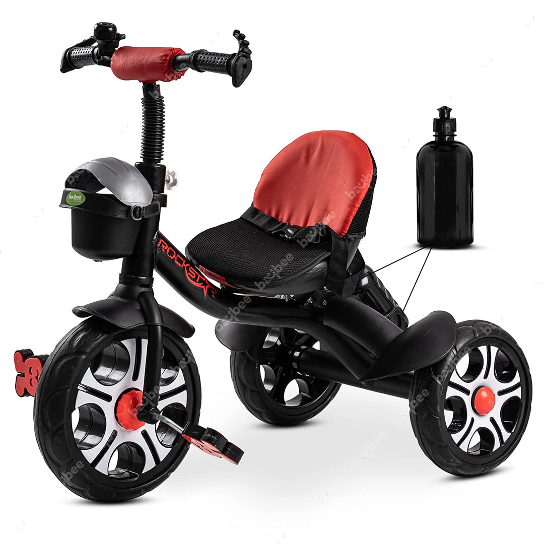 Rockstar Pro Tricycle for Kids, Plug n Play Kids Cycle Trikes with Basket, Cushion Seat, Belt & Bottle | Baby Children's Cycle | Baby Tricycle Cycle for Kids 2 to 5 Years Boys Girls