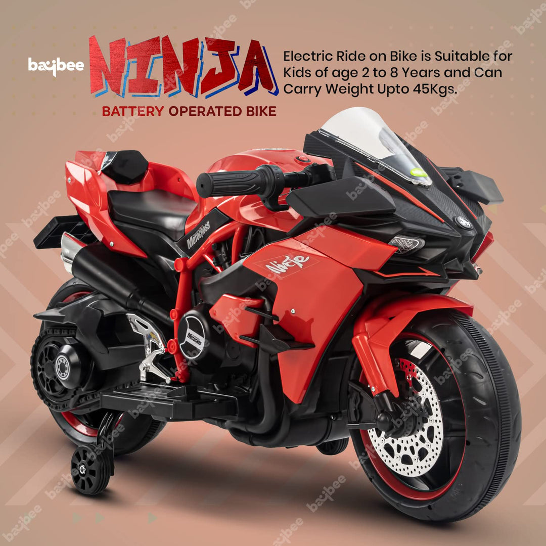 Ninja Kids Battery Operated Bike with LED Lights, Music & USB