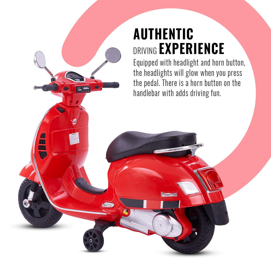 Vespa Battery Operated Ride-on Bike With LED Lights & Music Functions Kids Ride on Toys -Baby Rechargeable Electric Bike Toy Scooter for Kids to Drive Boys & Girls 2-5 Years