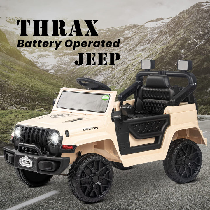 Thrax Kids Electric Jeep Car with Light, USB, Music Battery Operated Jeep