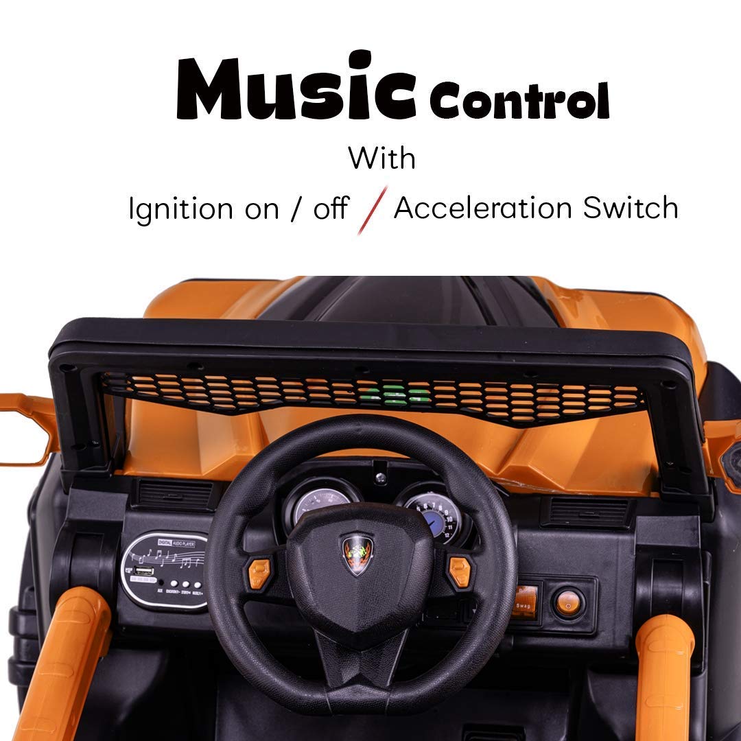 Dodge Baby/Kids Racing Car to Drive, Rechargeable 12V Battery Operated Ride-On Car for Kids with Music Player, Lights Kids Electric RC Jeep Car for Boys & Girls 2-6 Years