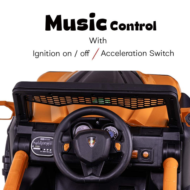 Dodge Baby/Kids Racing Car to Drive, Rechargeable 12V Battery Operated Ride-On Car for Kids with Music Player, Lights Kids Electric RC Jeep Car for Boys & Girls 2-6 Years