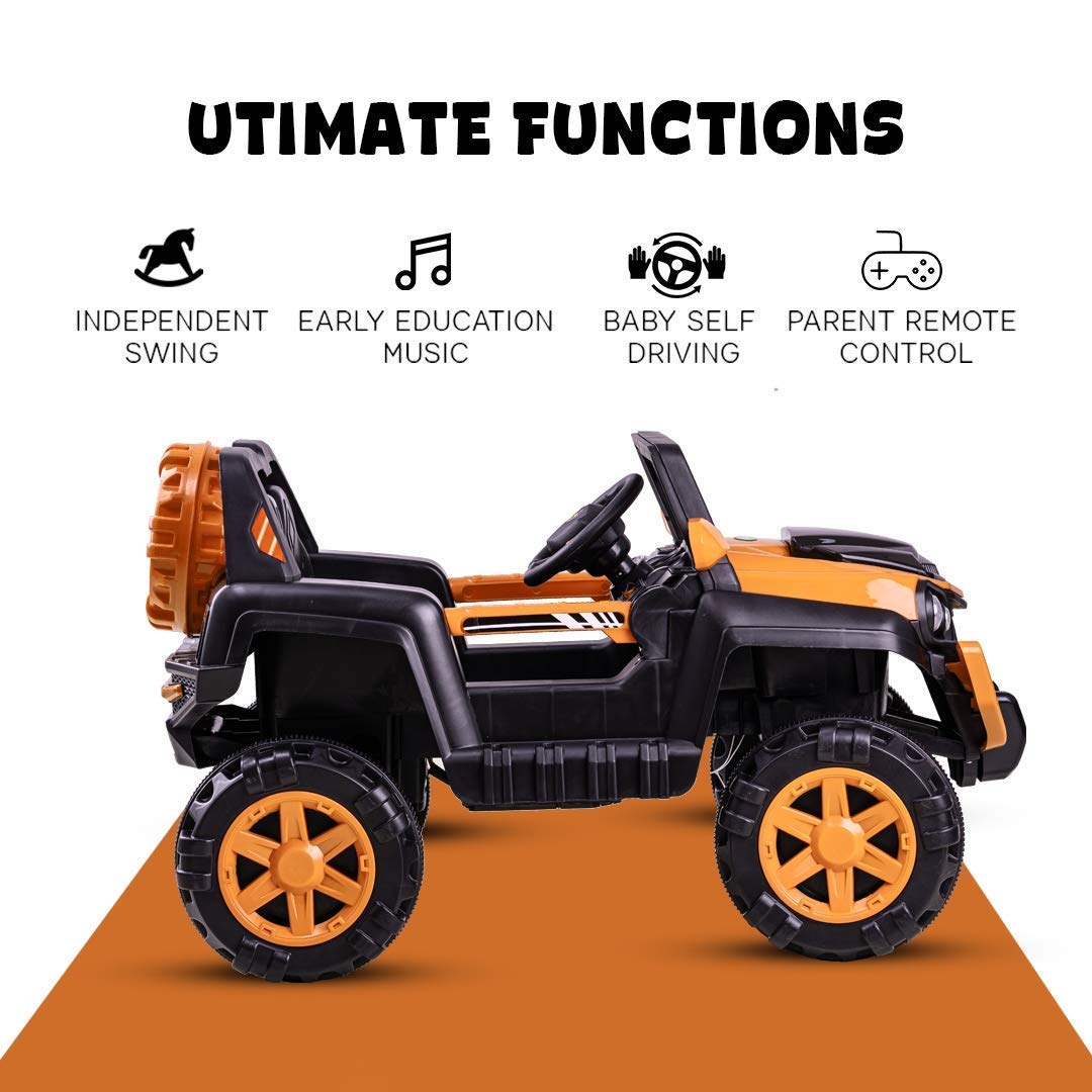 Dodge Baby/Kids Racing Car to Drive, Rechargeable 12V Battery Operated Ride-On Car for Kids with Music Player, Lights Kids Electric RC Jeep Car for Boys & Girls 2-6 Years