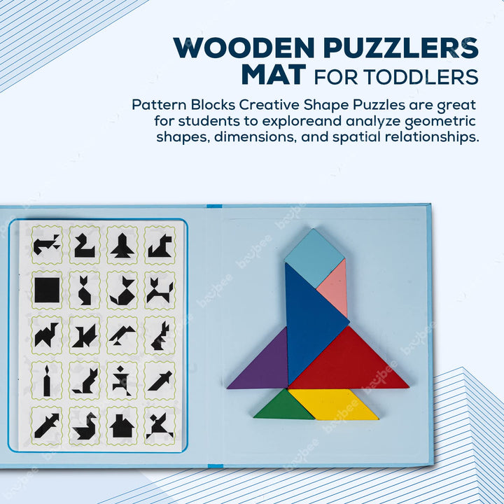 Tangram Magnetic Puzzle Kids Toys | Wooden Children Toy | 7 Magnetic Piece and 96 Patterns with Magnetic Board Games Jigsaw Puzzle | Educational Baby Toy Puzzle for Kids 3+ Years Boys & Girls