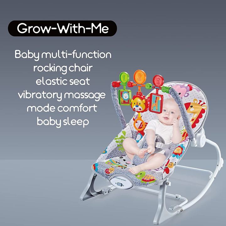 Nora Baby Rocker and Bouncer Chair with Soothing Vibrations Multi-Position Recline Portable Bouncer for Baby Boys Girls, Baby Rocker with 3 Point Safety Belt & Removable Baby Toys