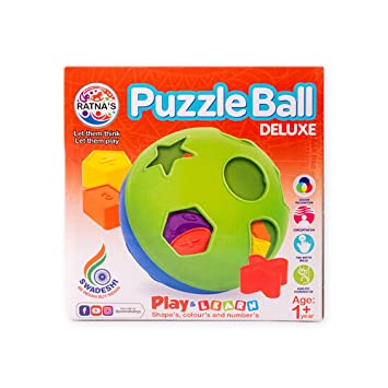 Ratna's Educational Puzzle Ball for Kids 2 in 1 shapes & time