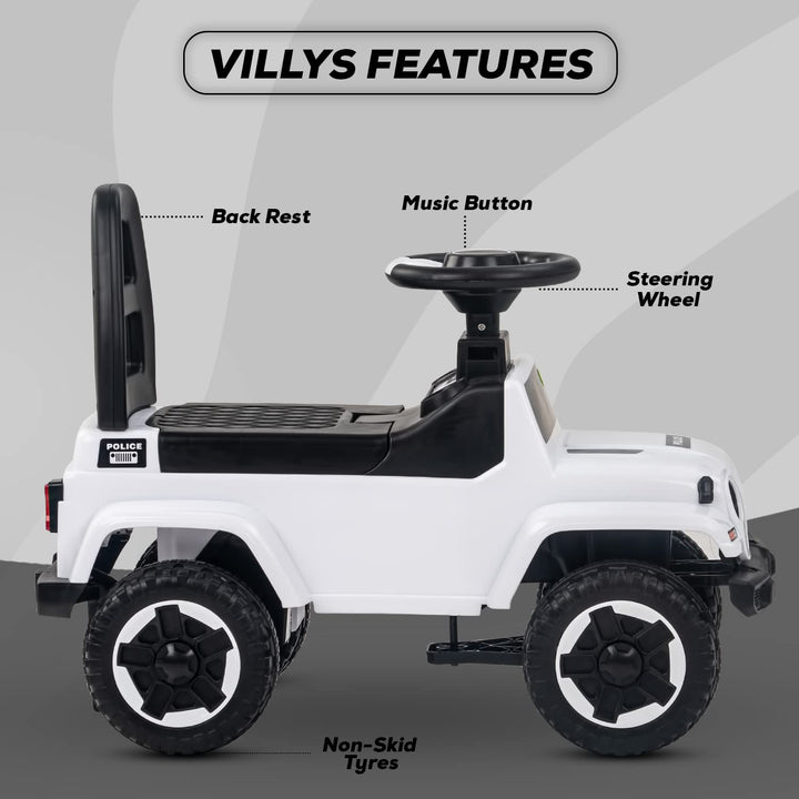 Villy Push Ride on Car for Kids, Ride on Push Cars with Music, Light & High Backrest | Kids Car Ride on Toys for Kids Toddlers | Push Baby Car for Kids to Drive 1 to 3 Years Boys Girls