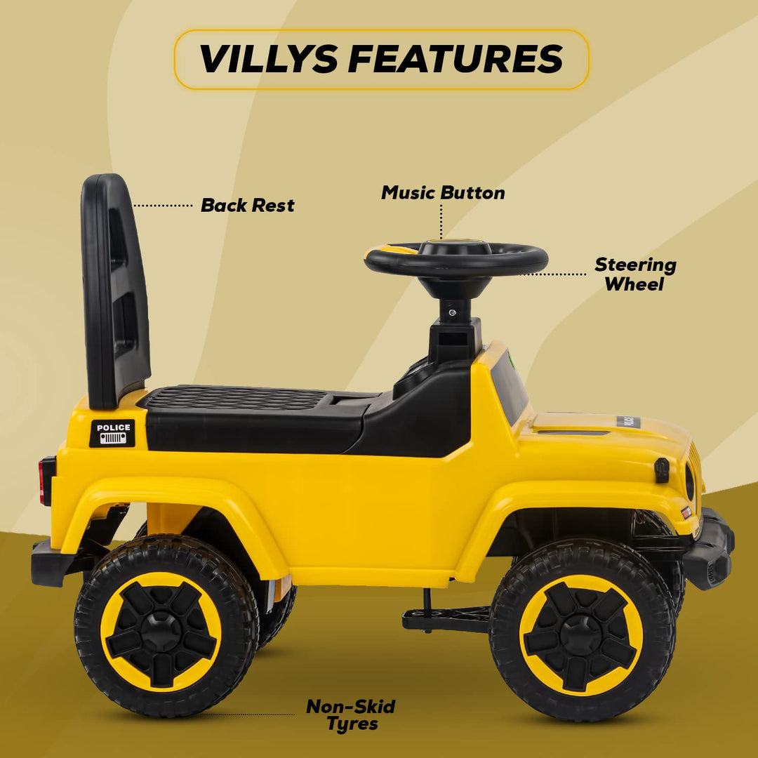 Villy Push Ride on Car for Kids, Ride on Push Cars with Music, Light & High Backrest | Kids Car Ride on Toys for Kids Toddlers | Push Baby Car for Kids to Drive 1 to 3 Years Boys Girls