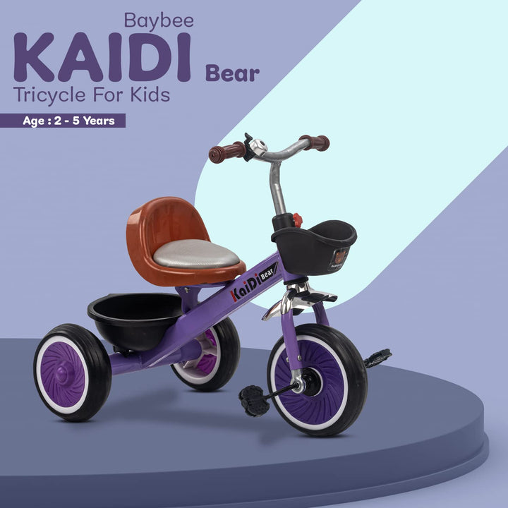 Kaidi Bear Tricycle for Kids/ Baby, Smart Plug n Play Kids Tricycle Cycle Trikes with Front & Rear Storage Baskets