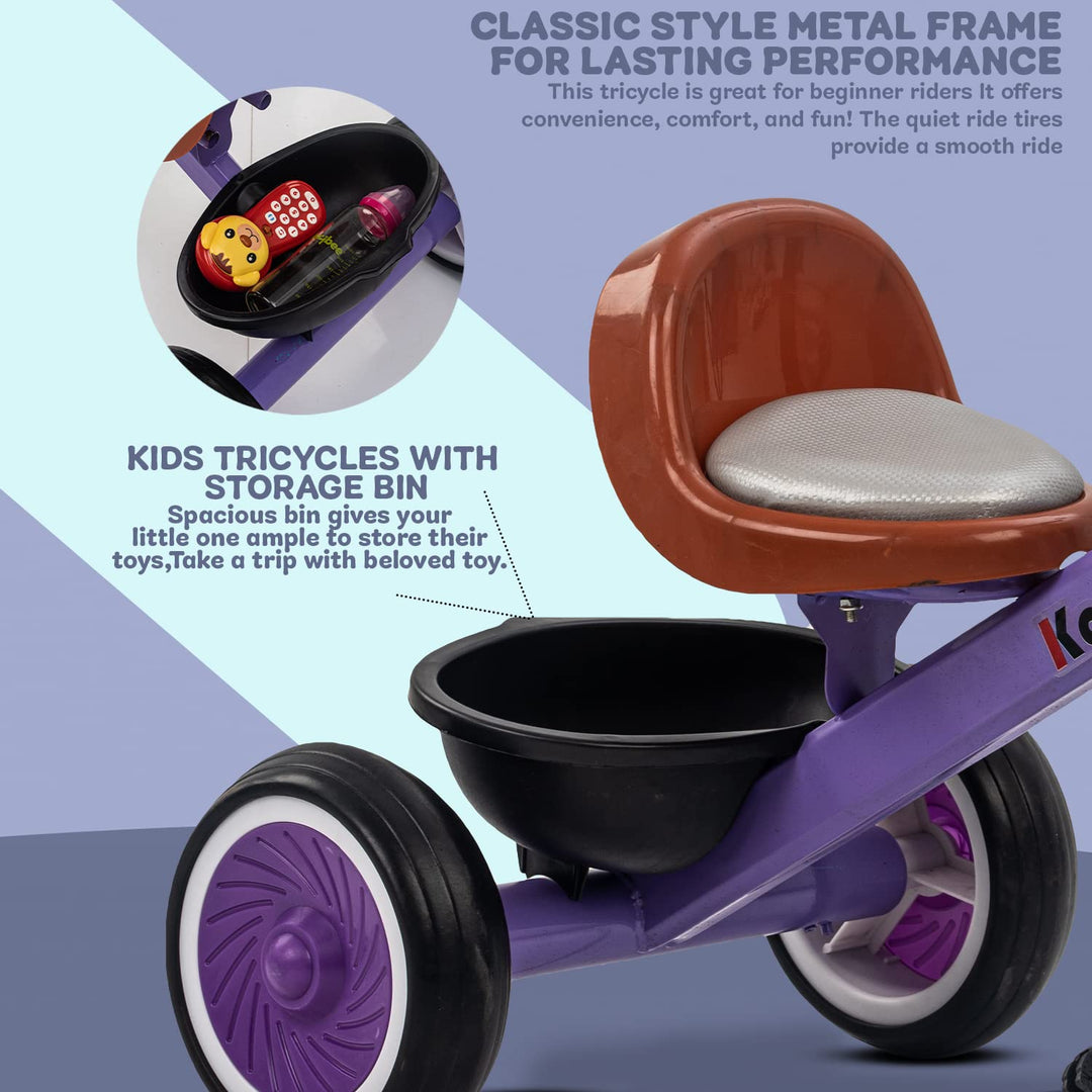 Kaidi Bear Tricycle for Kids/ Baby, Smart Plug n Play Kids Tricycle Cycle Trikes with Front & Rear Storage Baskets