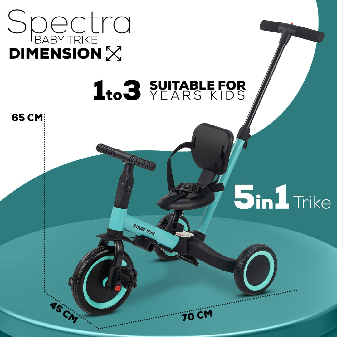 Spectra 5 in 1 Kids Cycle Tricycle for 1 to 3 Years Boys Girls Tricycle with Eva Wheels, Adjustable Push Handle, Seat & Belt