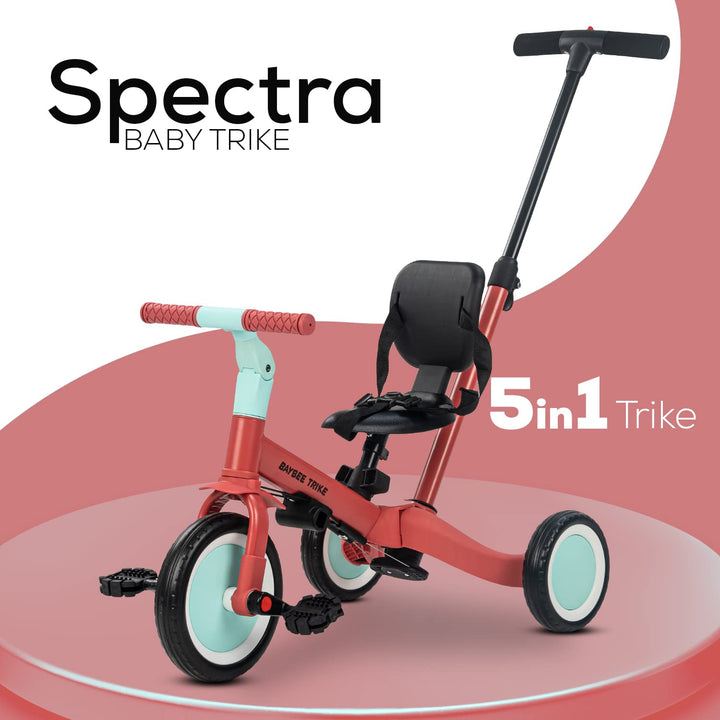 Spectra 5 in 1 Kids Cycle Tricycle for 1 to 3 Years Boys Girls Tricycle with Eva Wheels, Adjustable Push Handle, Seat & Belt