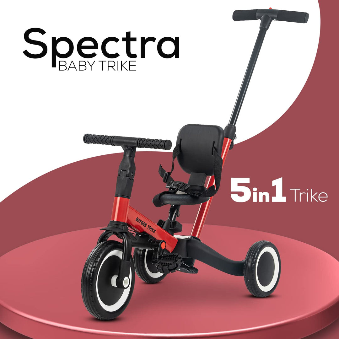 Spectra 5 in 1 Kids Cycle Tricycle for 1 to 3 Years Boys Girls Tricycle with Eva Wheels, Adjustable Push Handle, Seat & Belt