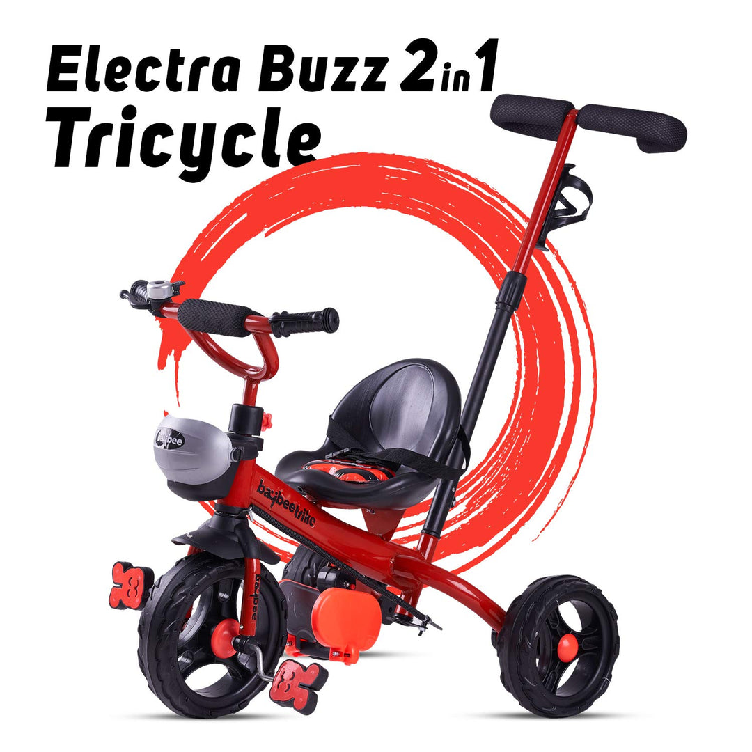 Electra Buzz Plug n Play Ride on Tricycle with Storage Space & Parental Handle for Boys & Girls, 1.5-5 Years