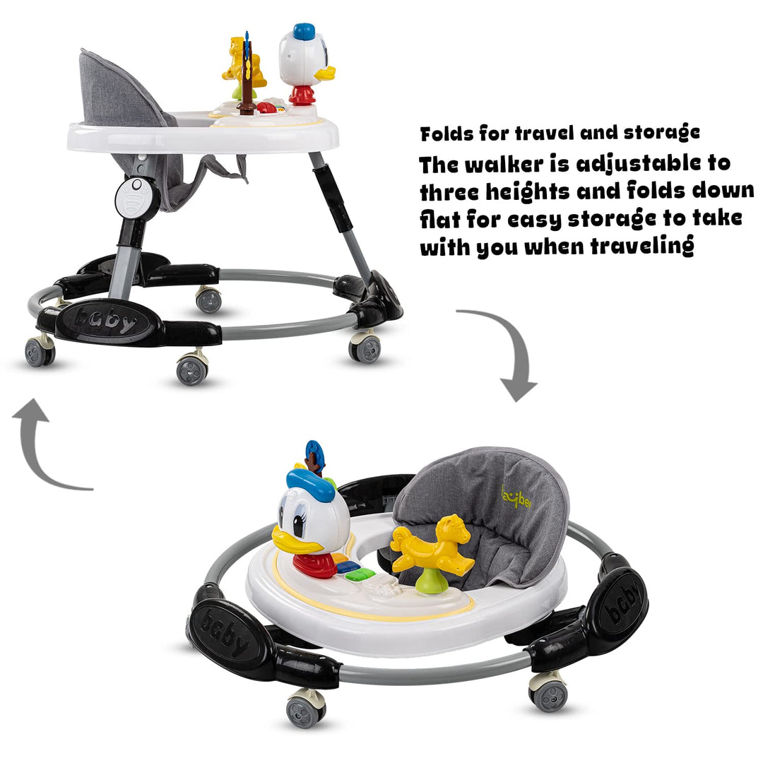 Kidzee Round Kids Walker with Foldable & 3 Height Adjustable | Walker for Baby