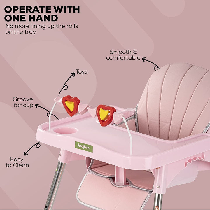 Convertible High Chair for Baby with Adjustable Footrest & Height, Baby Feeding Booster Seat for Toddler Kids with Tray, Safety Belt and Cushion, Boys Girls 6 Months to 4 Years