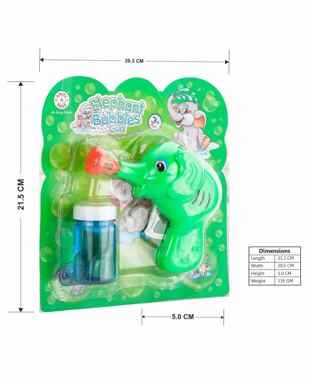 Elephant Shaped Bubble Gun with Solution - Green