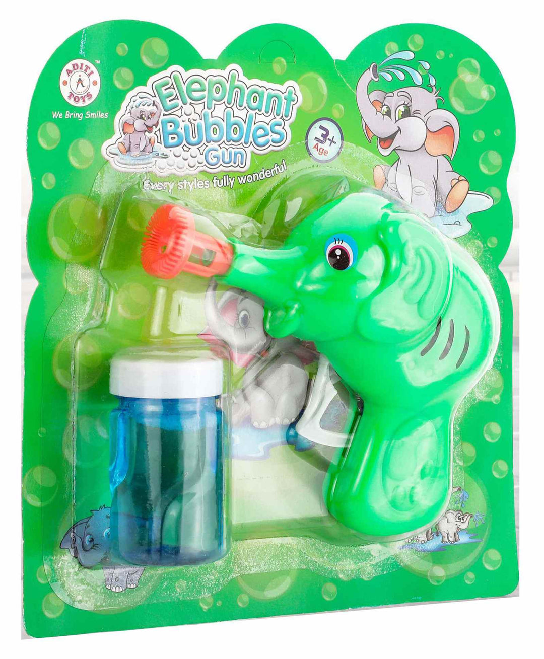 Elephant Shaped Bubble Gun with Solution - Green