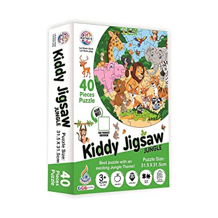 Kiddy Round Jigsaw Puzzle for Kids|40 Pieces Puzzle (jungle )