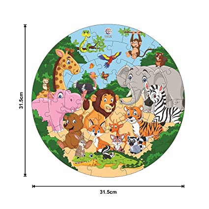 Kiddy Round Jigsaw Puzzle for Kids|40 Pieces Puzzle (jungle )