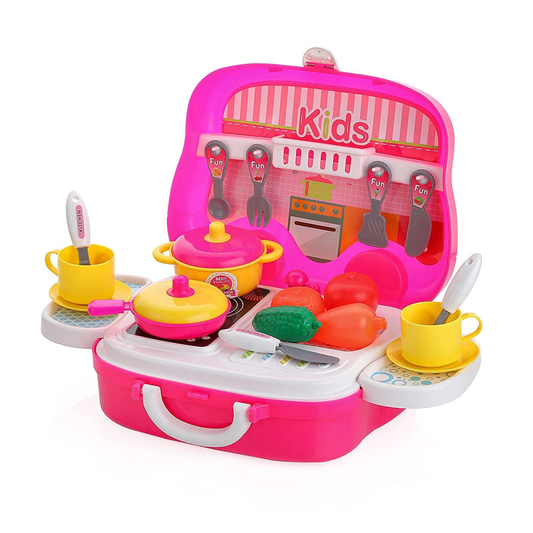 Plastic Luxury Kitchen Set Cooking Toy with Briefcase and Accessories Kids Age - 3+Years