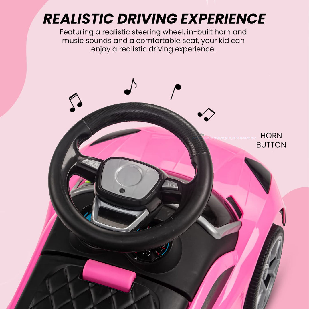 Baybee Push Ride on Kids Car, Baby Ride on Push Car for Kids with Music & High Backrest | Kids Baby Big Car Ride on Toys | Ride on Baby Car for Kids to Drive 1 to 3 Years Boys Girls