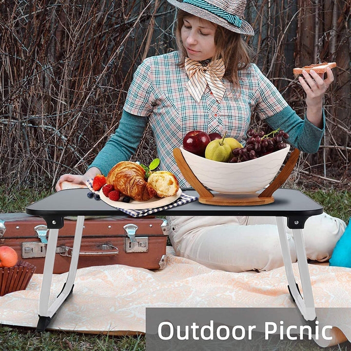 Zedo Foldable Laptop Table with Dock Stand & Cup Holder | Adjustable | Multi-Purpose Study Table | Bed Table | Table for Home | Rounded Edges | Non-Slip Legs