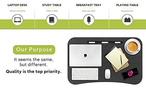 Zedo Foldable Laptop Table with Dock Stand & Cup Holder | Adjustable | Multi-Purpose Study Table | Bed Table | Table for Home | Rounded Edges | Non-Slip Legs