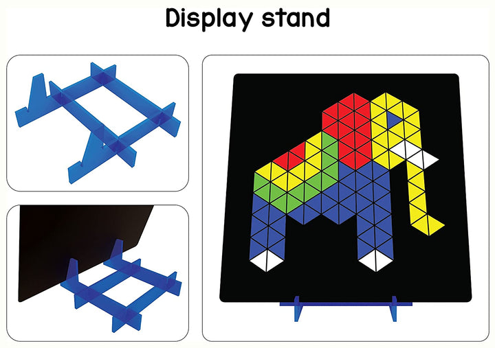 Play Panda New Magnetic Puzzles : Triangles - Includes 250 Colorful Magnets, 100 Puzzles, Magnetic Board, Display Stand