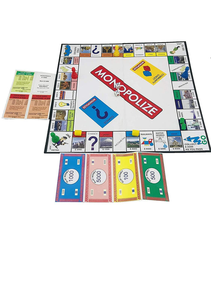 Monopolize Junior International Property Trading Board/Card Game for Kids, Girls, Boys and Family Ages 6+ Up