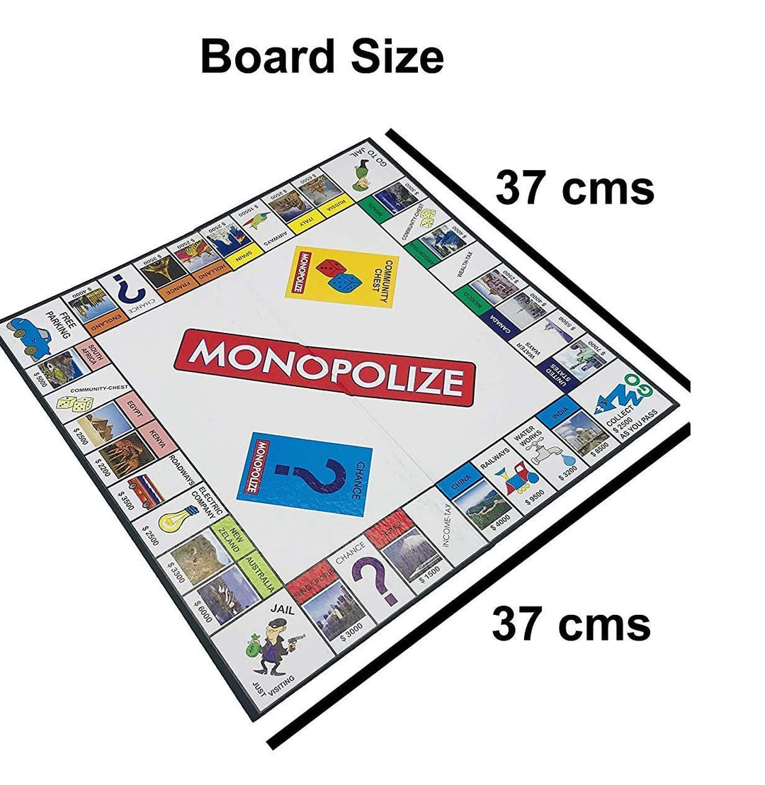 Monopolize Junior International Property Trading Board/Card Game for Kids, Girls, Boys and Family Ages 6+ Up