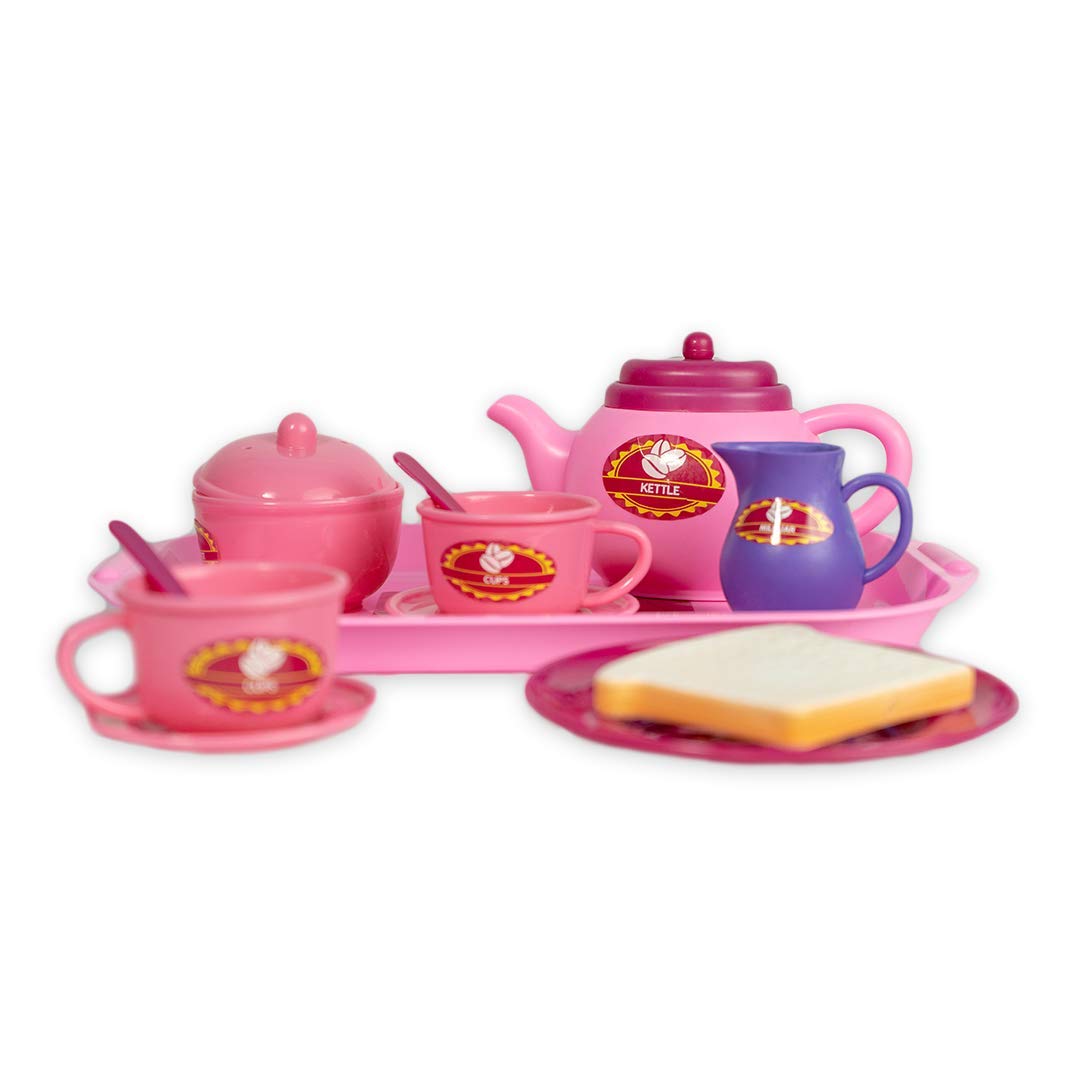 Ratna's Premium Quality Tea Party Set for Kids. 14Durable Plastic Pieces, Safe and BPA Free for Childrens Tea Party and Fun