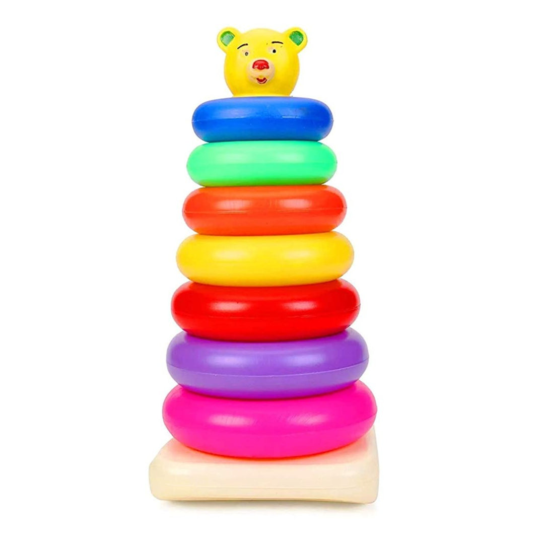 Ratna's Stacking Colouring Teddy 7 Rings (Big) Educational Toy for Preschoolers Kids 24 months - Multicolour Stack A Ring Stacking & Sorting Toy with 7 Rings , Helps to Kids Recognize, Grasp, Shake and Stack up