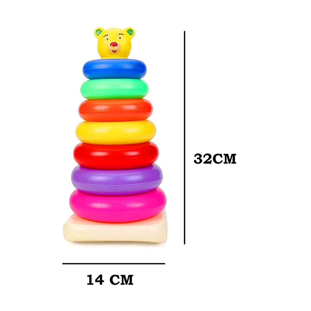 Ratna's Stacking Colouring Teddy 7 Rings (Big) Educational Toy for Preschoolers Kids 24 months - Multicolour Stack A Ring Stacking & Sorting Toy with 7 Rings , Helps to Kids Recognize, Grasp, Shake and Stack up