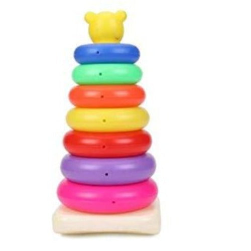 Ratna's Stacking Colouring Teddy 7 Rings (Big) Educational Toy for Preschoolers Kids 24 months - Multicolour Stack A Ring Stacking & Sorting Toy with 7 Rings , Helps to Kids Recognize, Grasp, Shake and Stack up